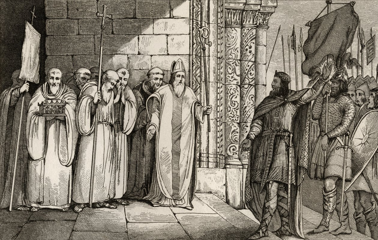 Dagobert (603-39) Ta ned banneret på St. Denis, fra 