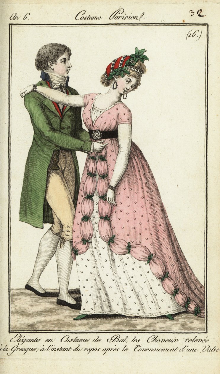Dansere på ball gjør en sving i en vals av French School