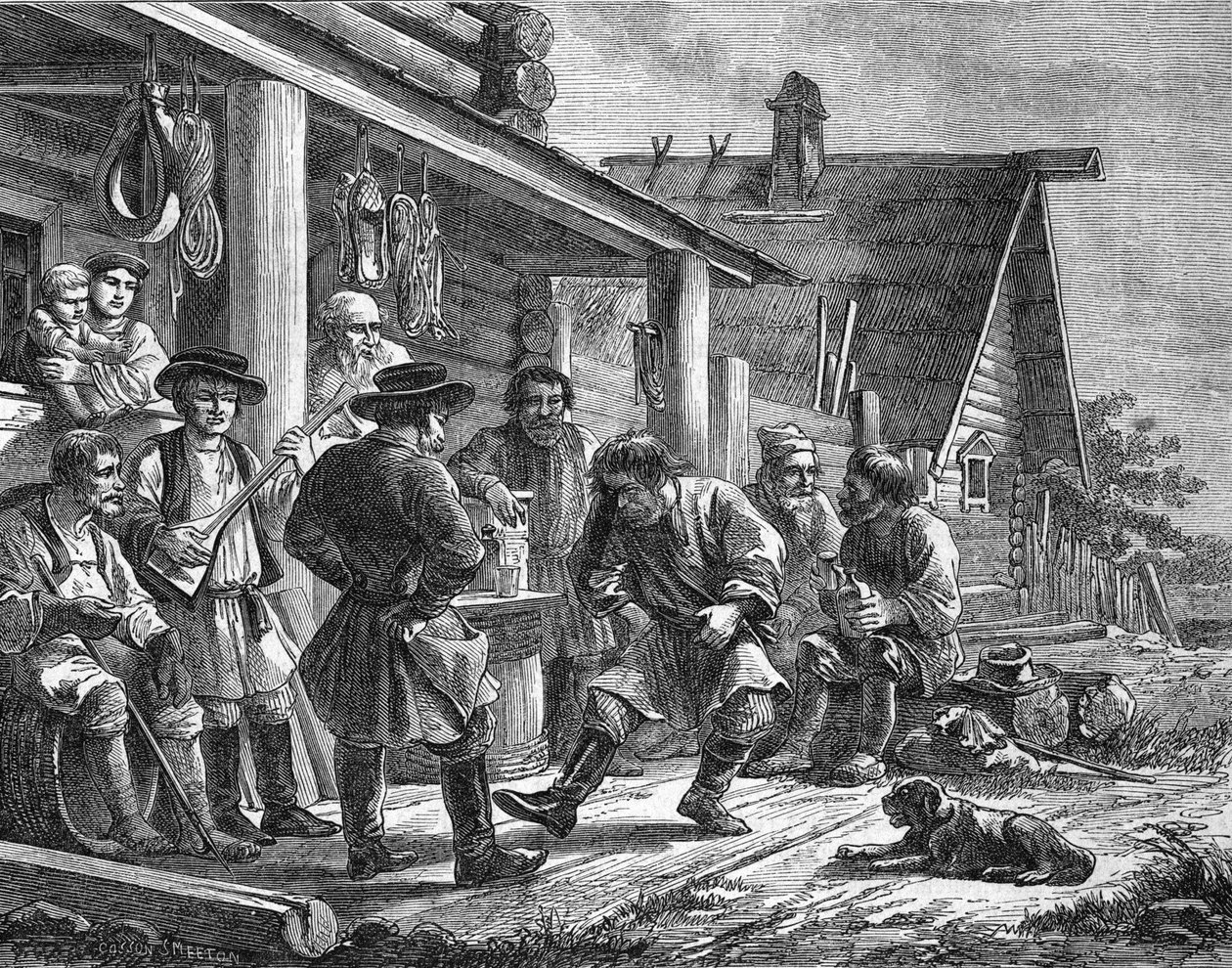 Danse Villageoise Russe.Engraving by Durand after a Russian print. av French School