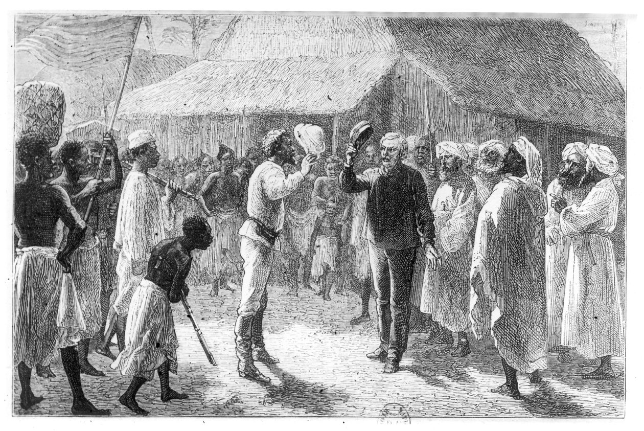 David Livingstone (1813-73) fra "How I Found Livingstone" av Sir Henry Morton Stanley (1841-1904) av French School