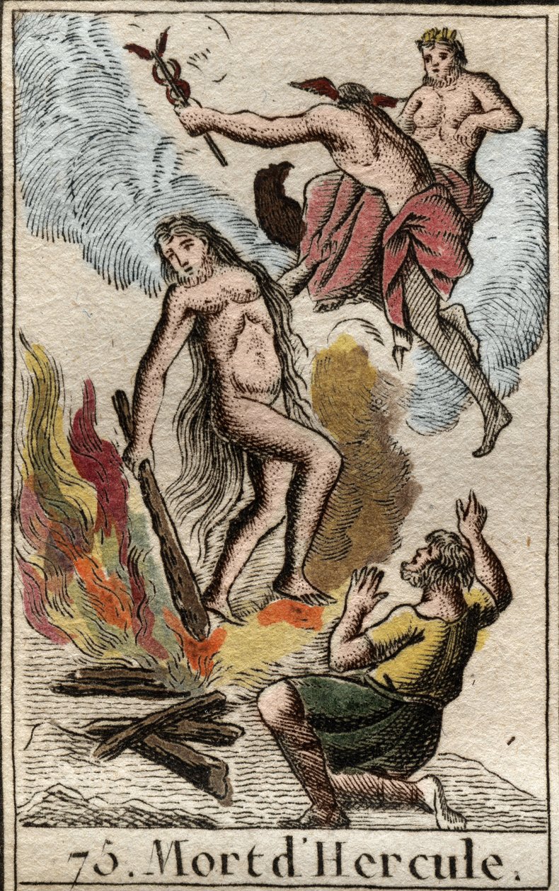 Death and apotheosis of Hercules (Heracles) From “Mythologie de la jeunesse “” by Pierre Blanchard 1803. av French School