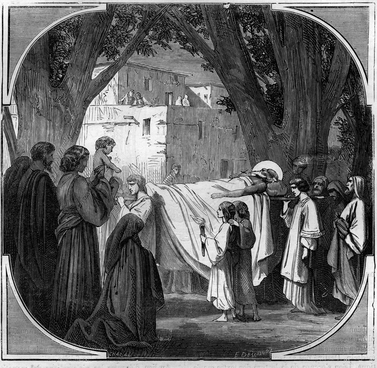 Død av Agathon Thaumaturge Agathon, pave fra 678 til 681. Gravering i «Histoire des Papes-Kings-Queen and Emperors through the Centuries»» av Maurice Lachatre av French School
