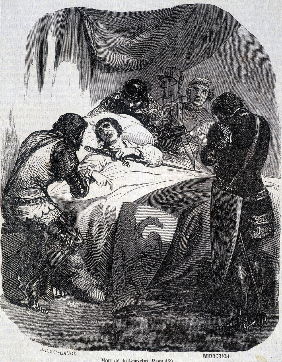Du Guesclins død i 1380 - i "" Histoire de France"" av L.-P. Anquetil av French School