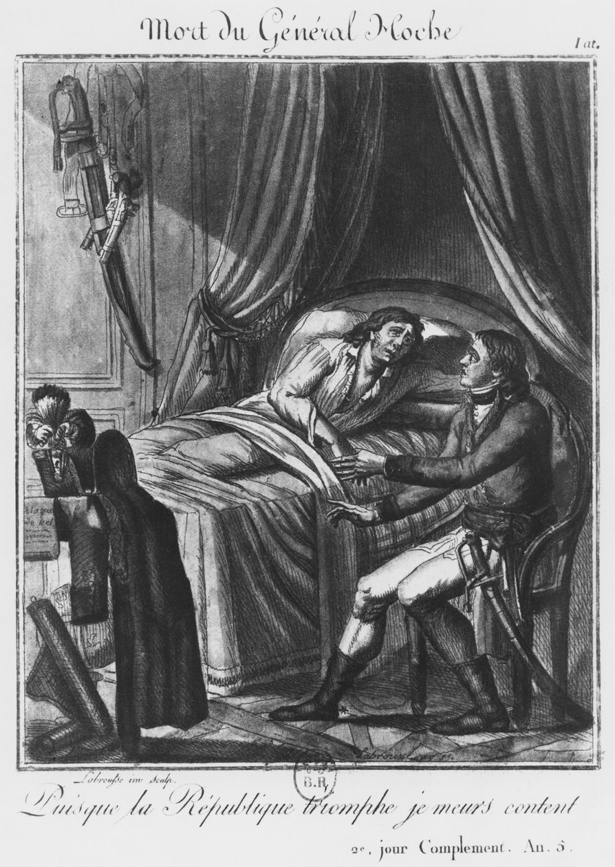 General Louis Lazare Hoches død 19. september 1797, gravert av Labrousse (1700-tallet) (gravering) av French School