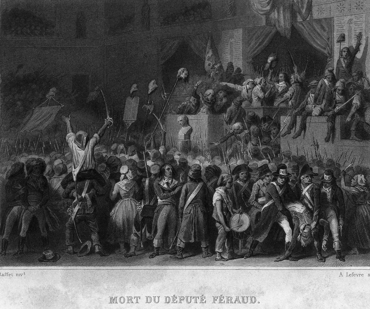 Deputat Jean Ferauds død (eller Ferraud: 1764-1795) - i "" Revolution francaise"" av Thiers av French School