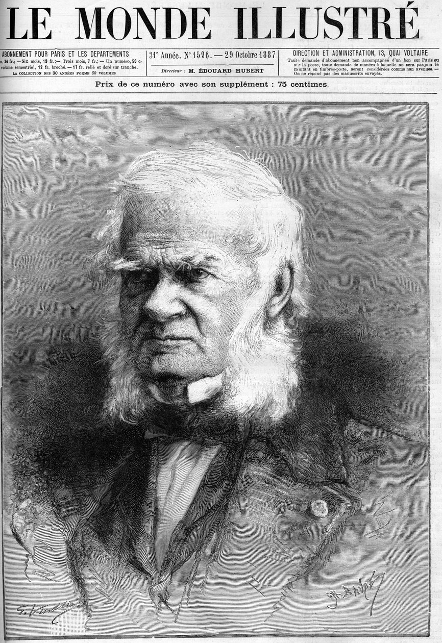 Dødsfallet til akademikeren Auguste Cuvillier Fleury (1802-1887) (Cuvillier-Fleury) i "The Illustrous World"" 29. oktober av French School