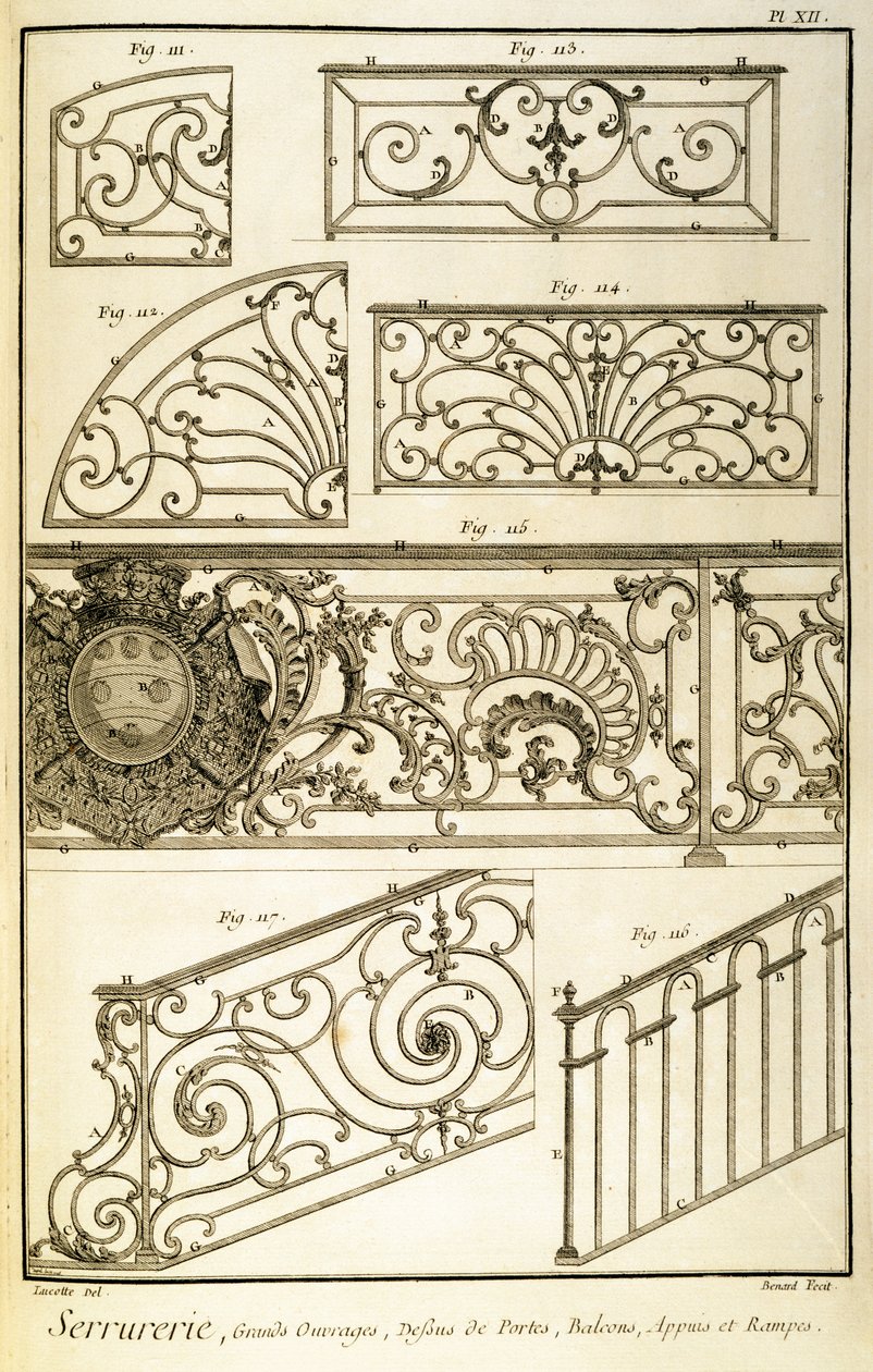 Dekorativt jernarbeid, fra Diderot