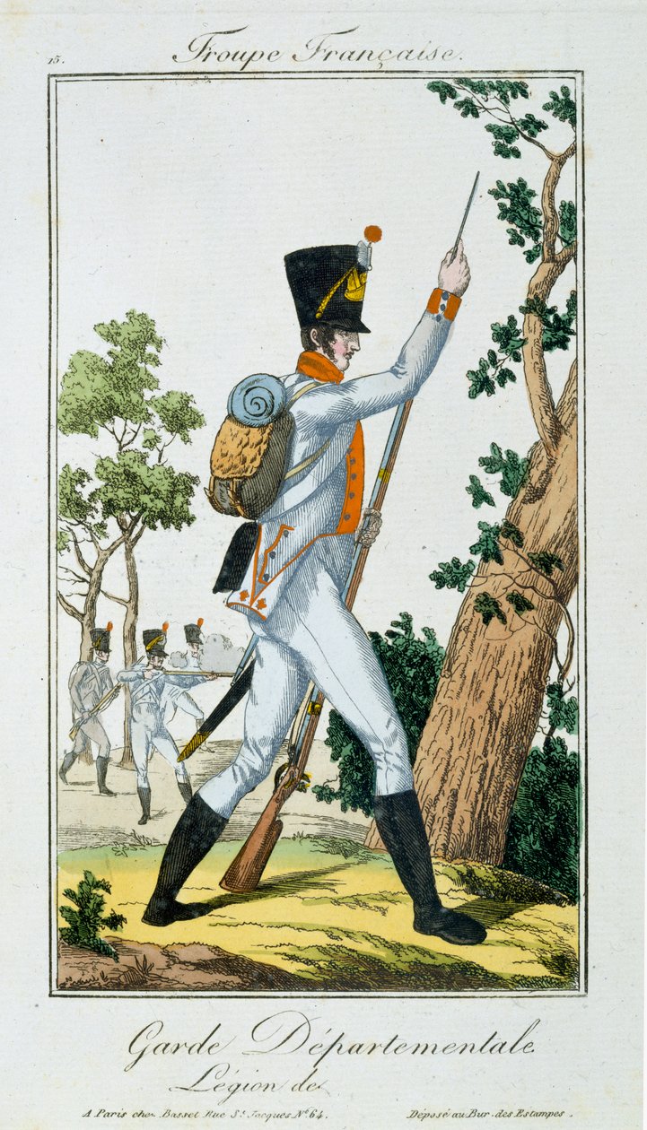 Departmental Guard, fra Troupes Francaises, pub. i Basset, Paris, ca. 1790 av French School