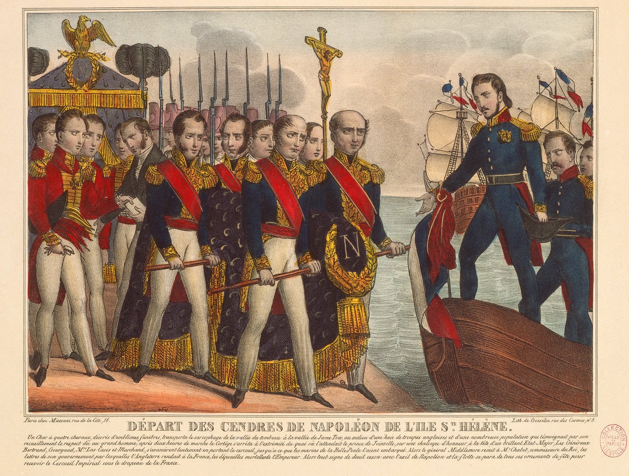 Avgang av Napoleons aske fra øya St. Helene av French School