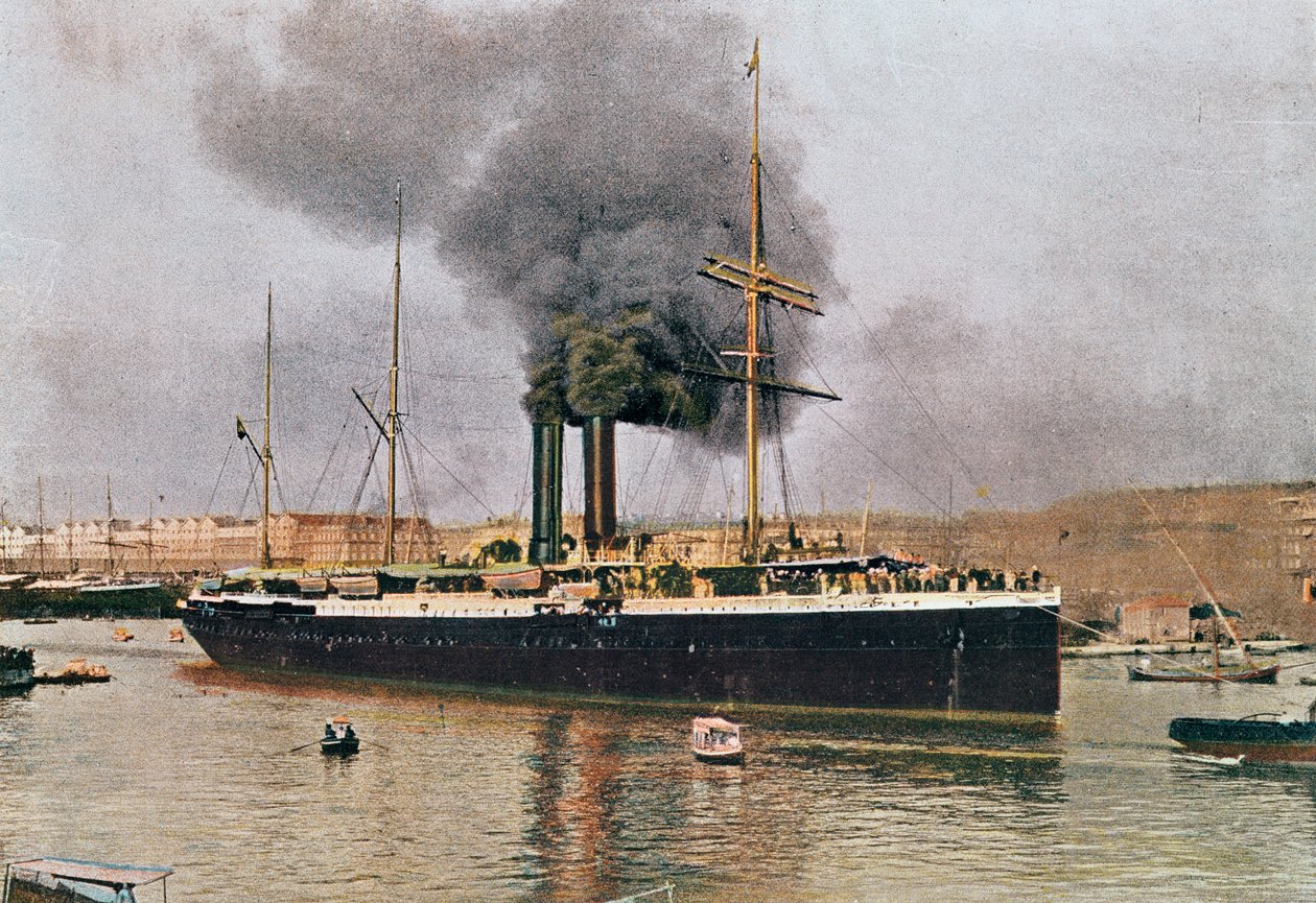 Avgang av et Messageries Maritimes-skip fra Marseille, tidlig på 1900-tallet av French School