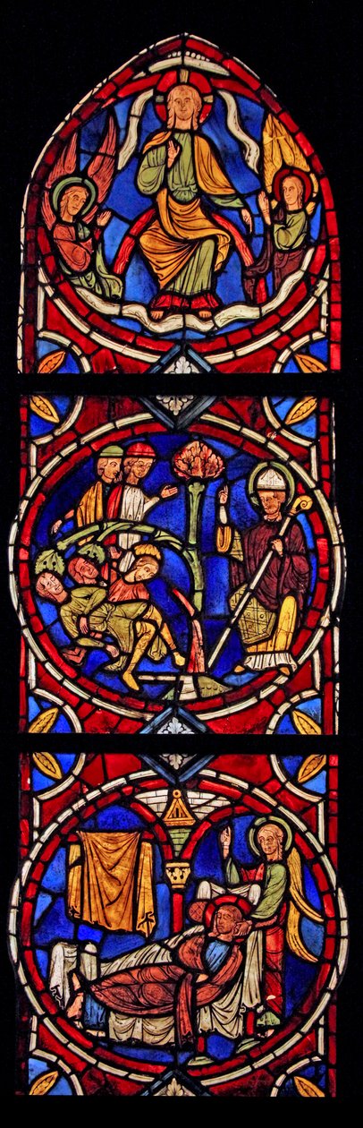 Viser Kristus og St. Martin, 3 scener fra kirken Varennes-Jarcy av French School