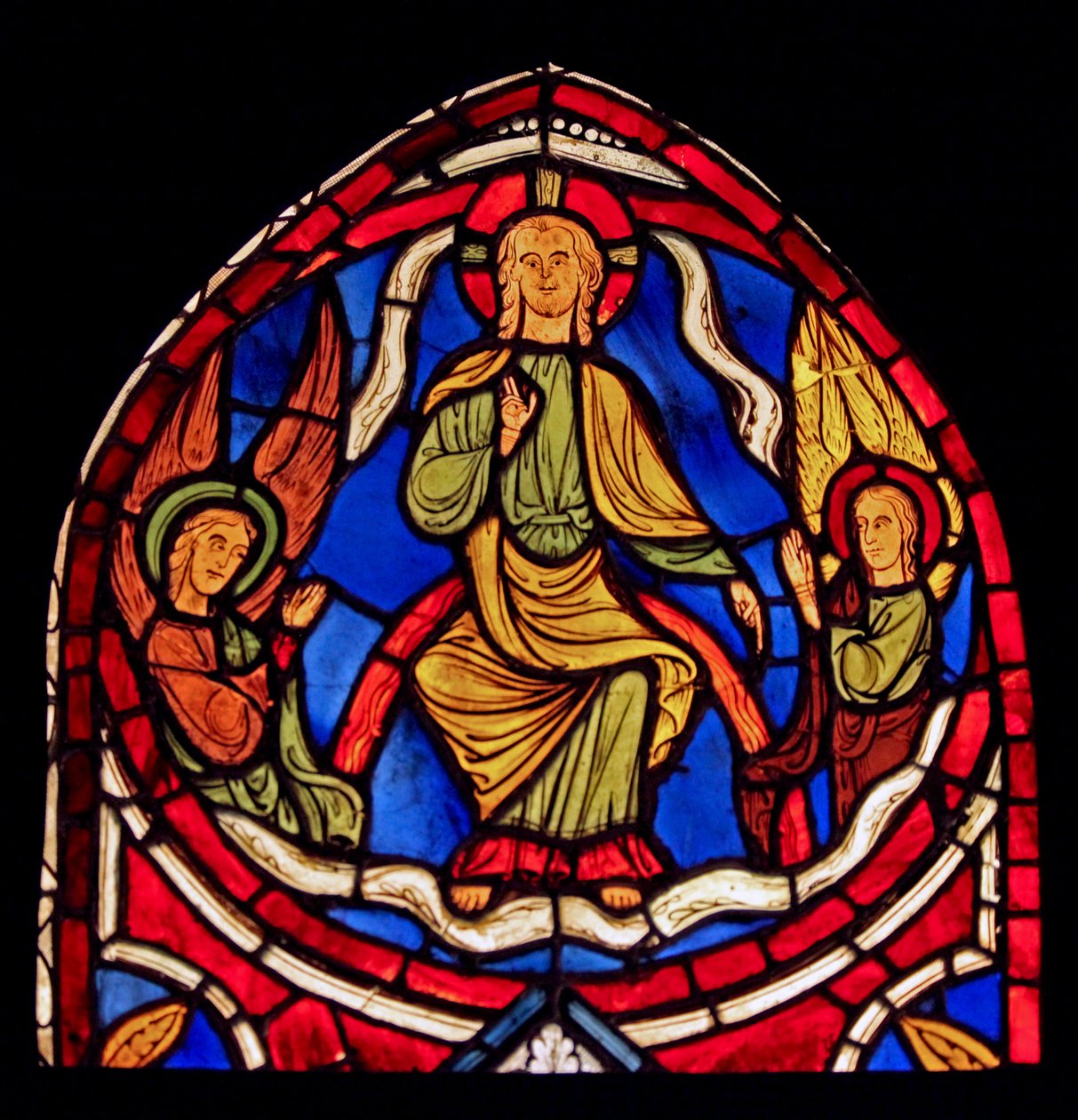 Viser Kristus i herlighet (eks Varennes-Jarcy - opprinnelig fra Abbey de Gercy?) av French School