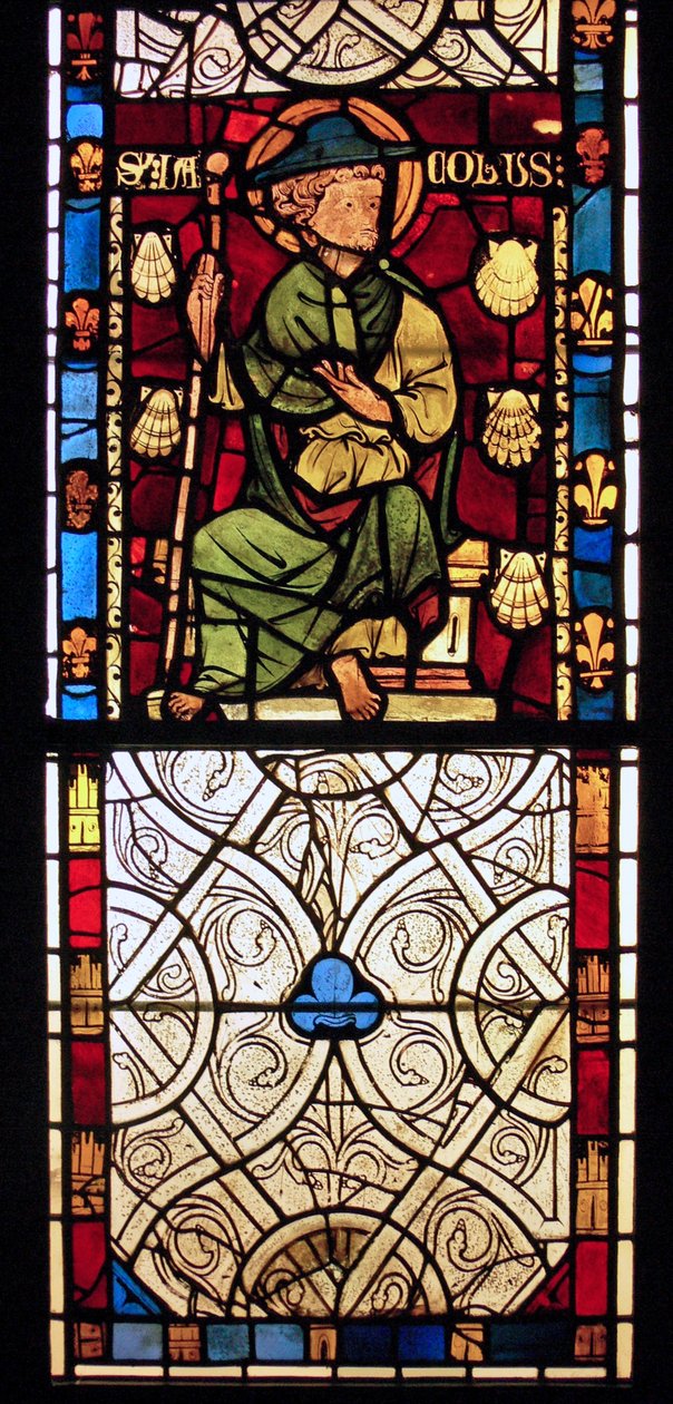 Viser St James: grisaille fra Chapelle du Chateau, Rouen? av French School