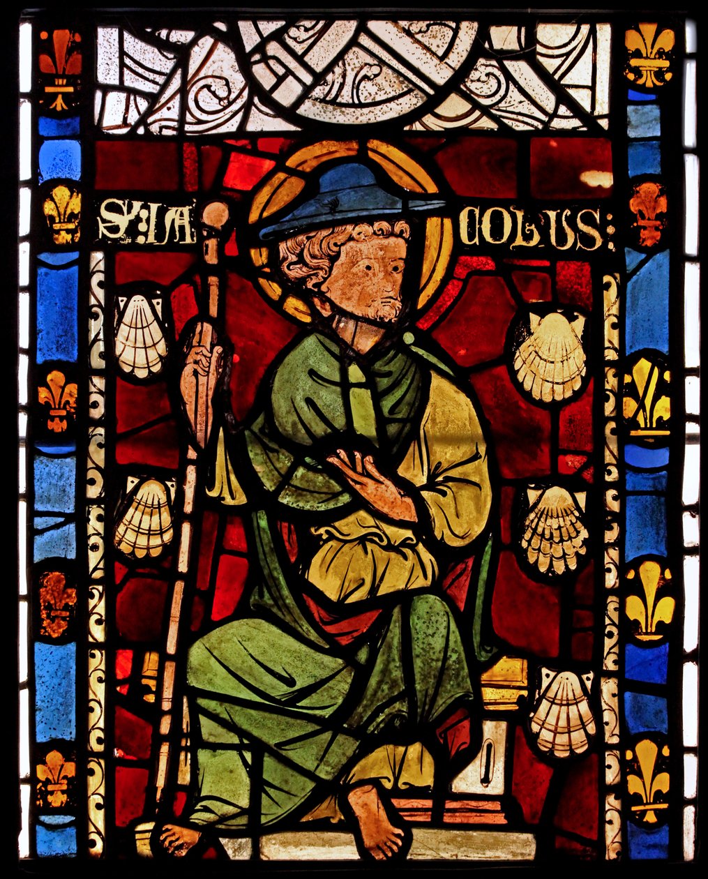 Viser St James: grisaille fra Chapelle du Chateau, Rouen? av French School