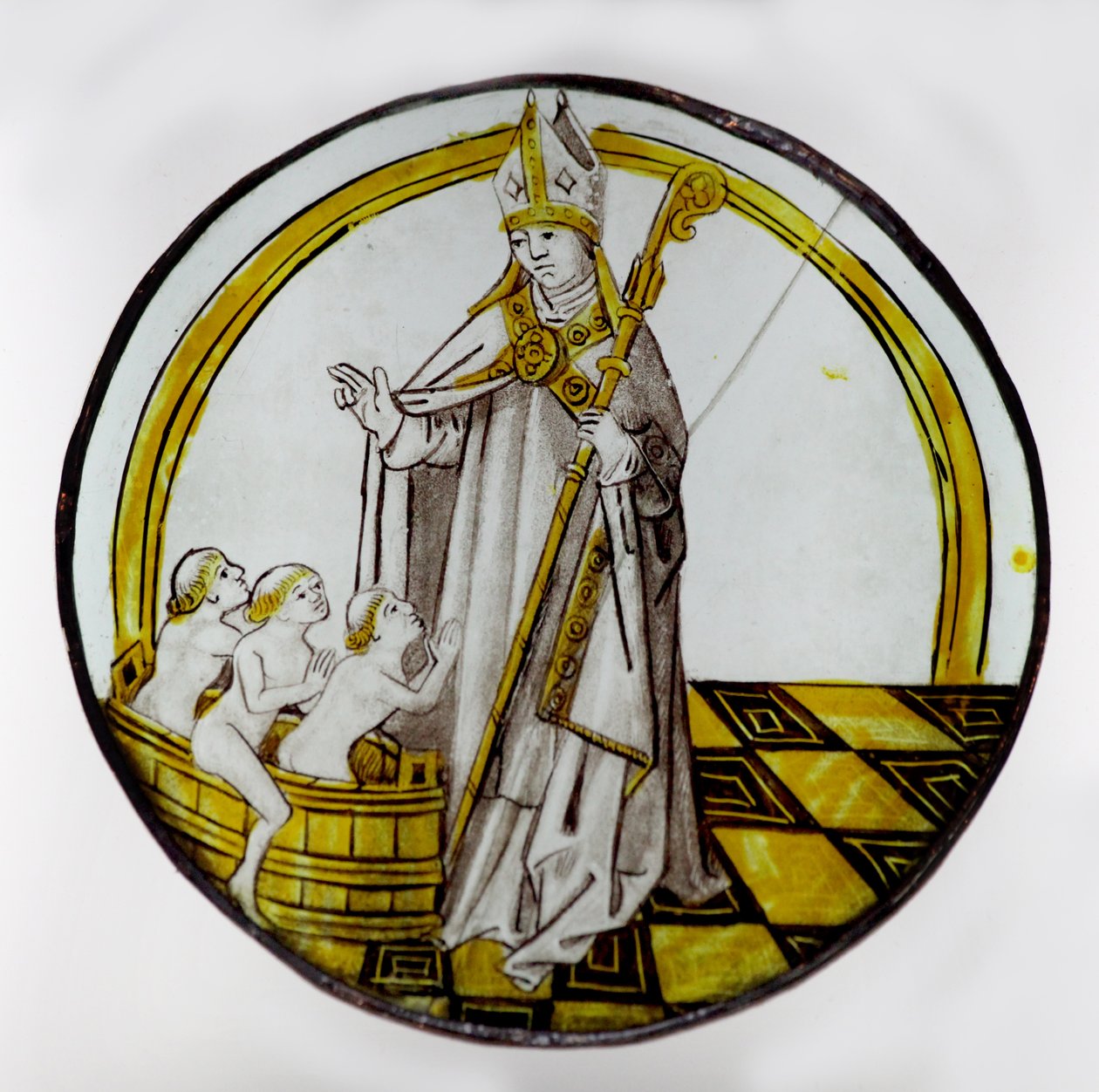 Viser St Nicholas og de tre guttene i et kar av French School