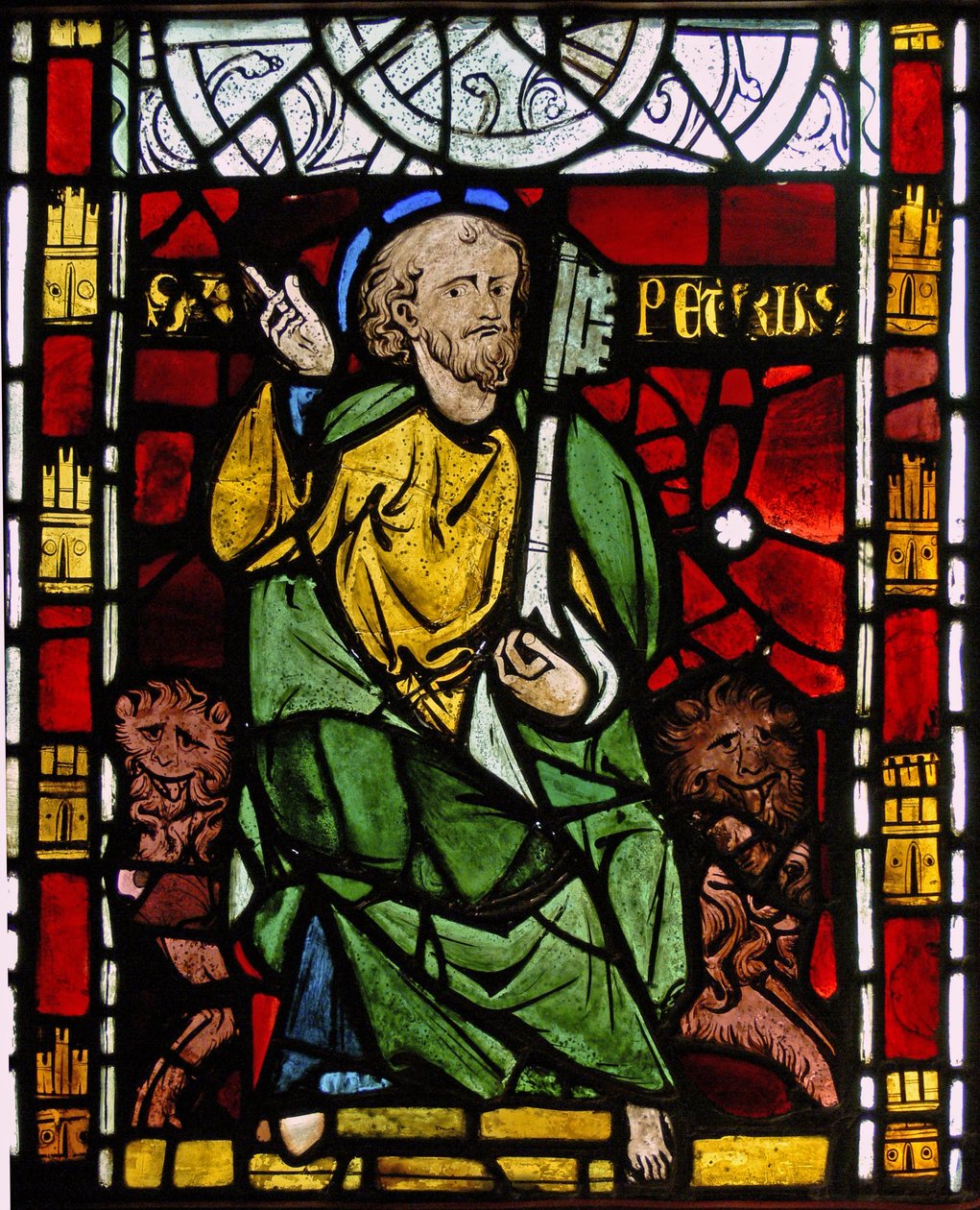 Viser St Peter: grisaille fra Chapelle du Chateau, Rouen? av French School