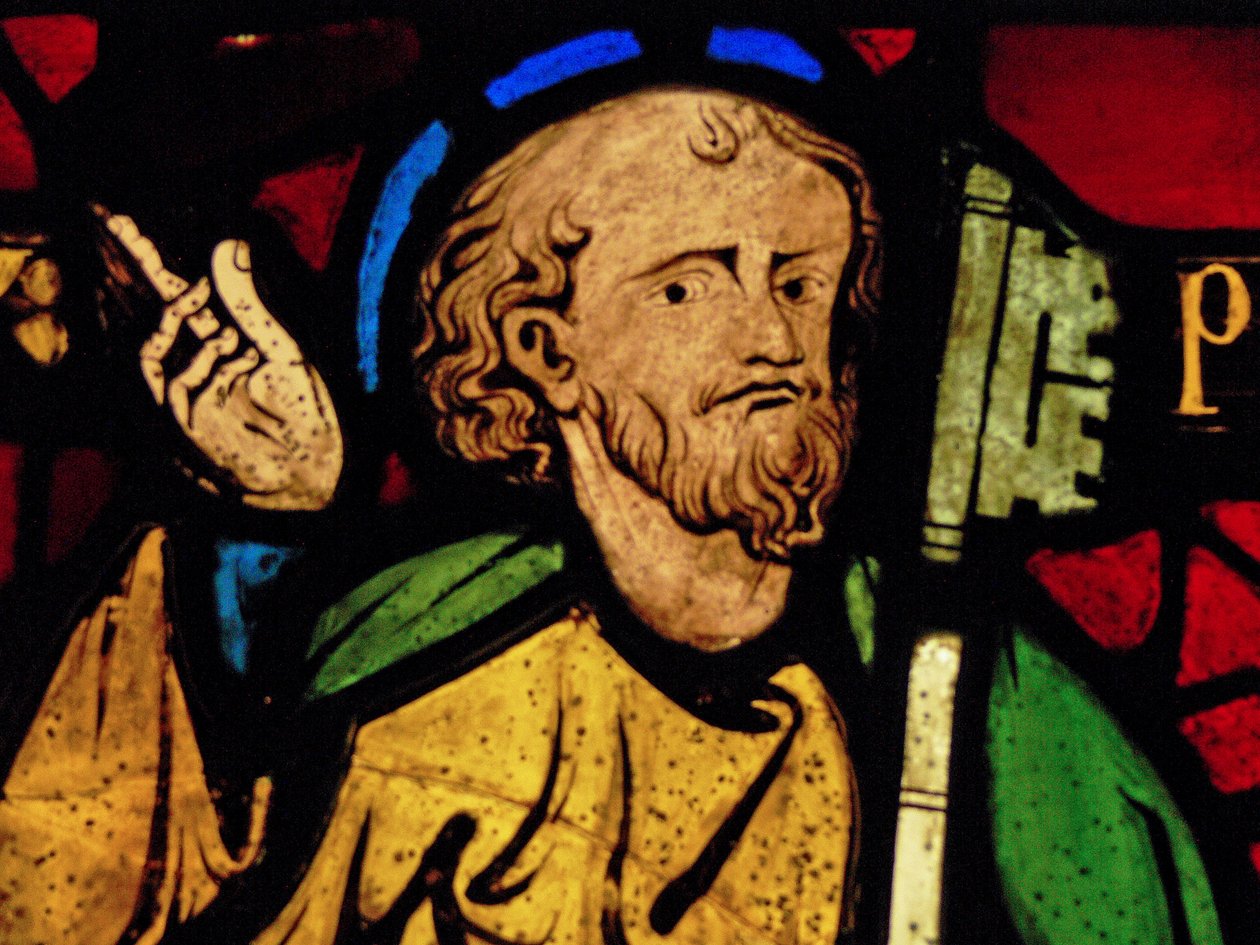 Viser St Peter: grisaille fra Chapelle du Chateau, Rouen? av French School