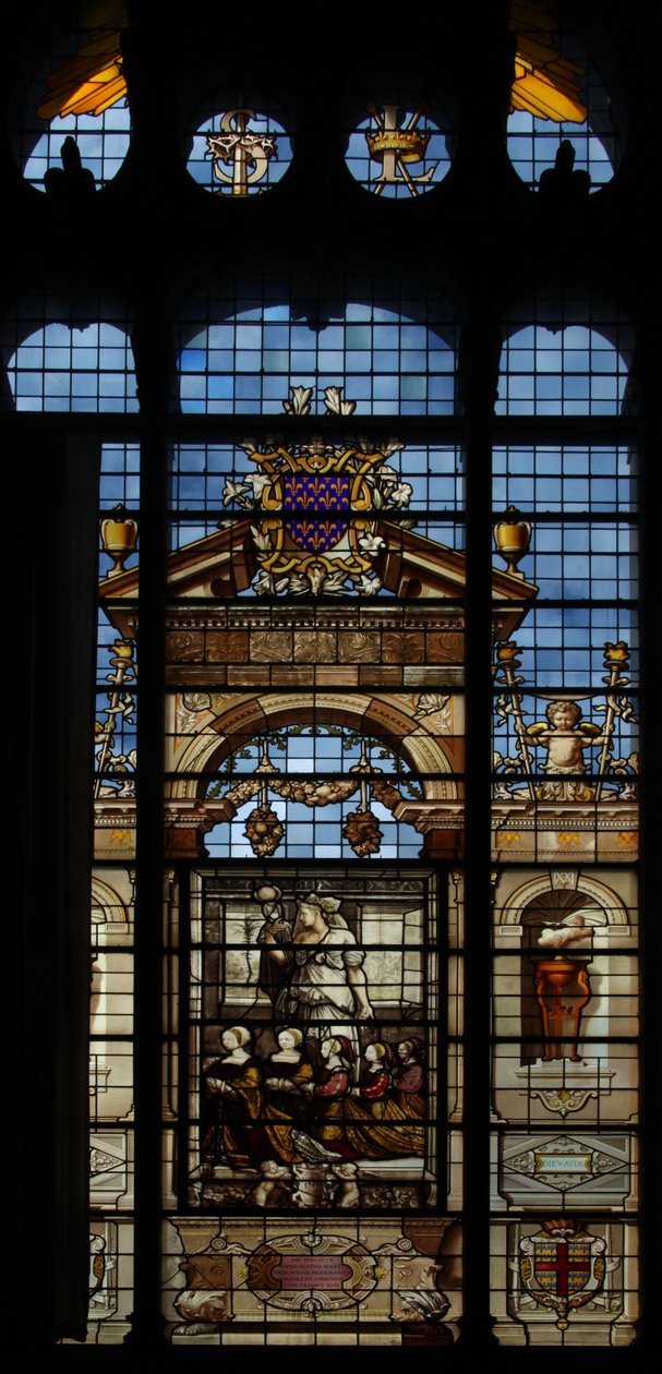 Viser nordvinduet i kapellet ved Chateau of Chantilly av French School