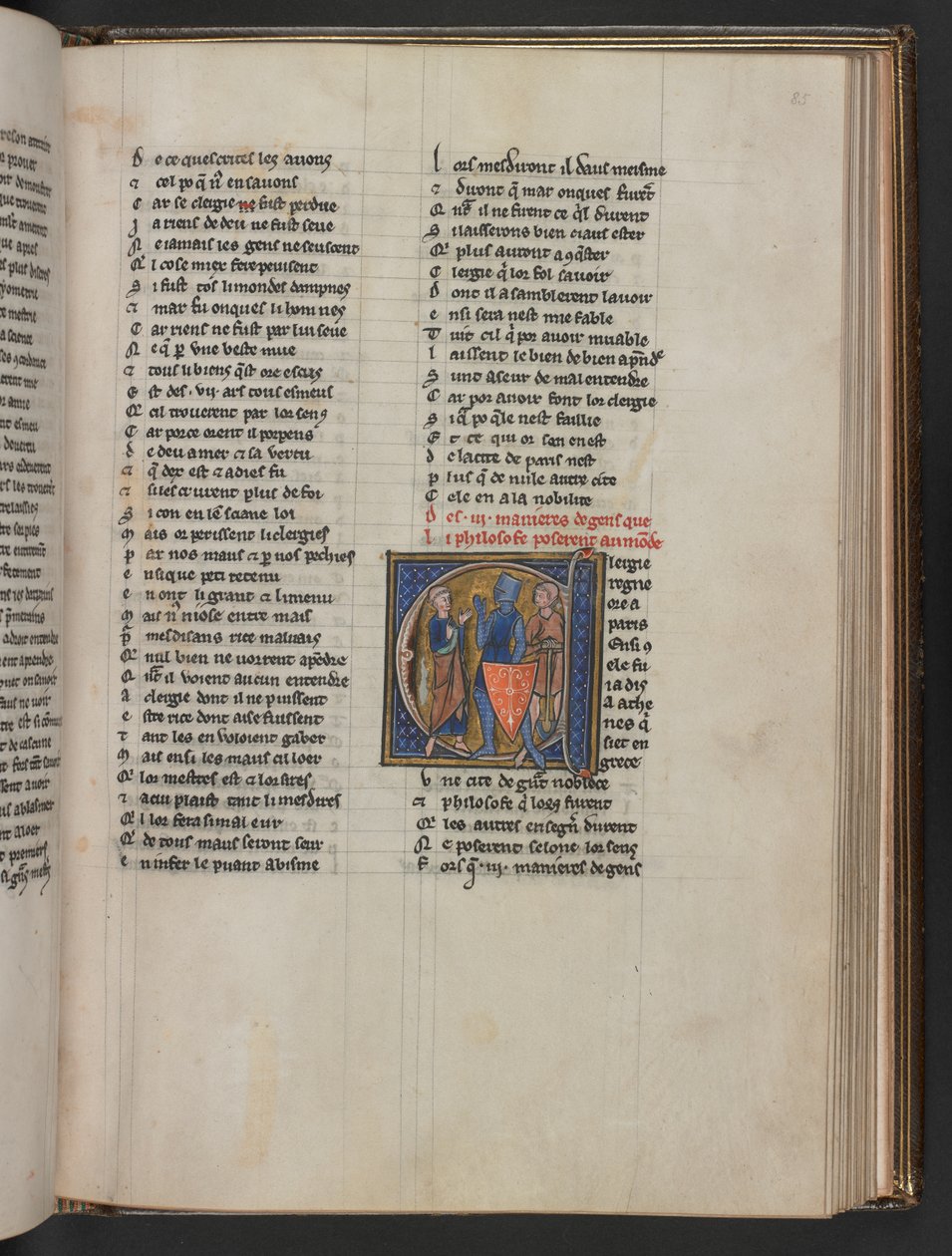Av de III folkeskikk som filosofen stilte for verden, fra Aldobrandino av Siena, The Regime of the Body; Gautier av Metz, The Image of the World, Sloane 2435 f.85 av French School