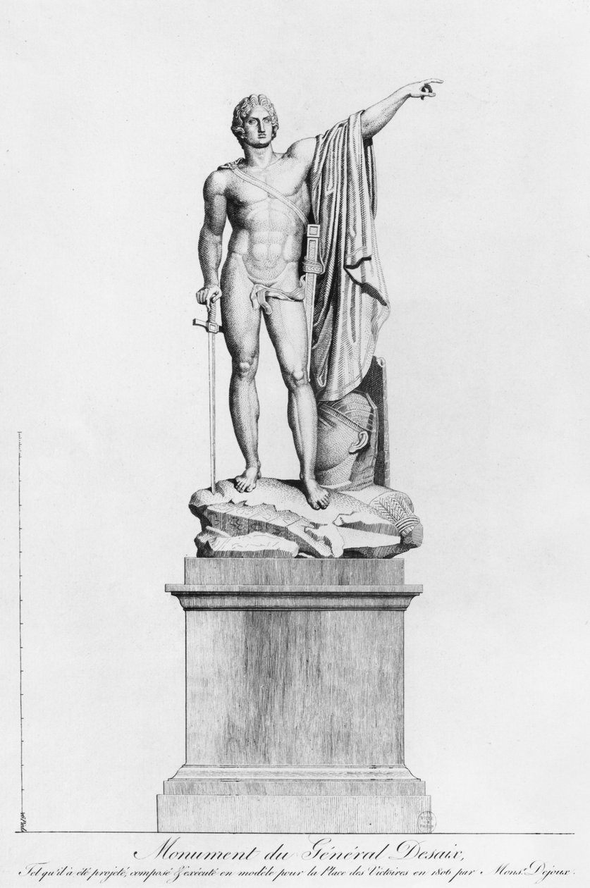 Design for et monument til general Desaix de Veygoux av billedhuggeren Claude Dejoux, Place des Victoires, Paris, 1806 av French School