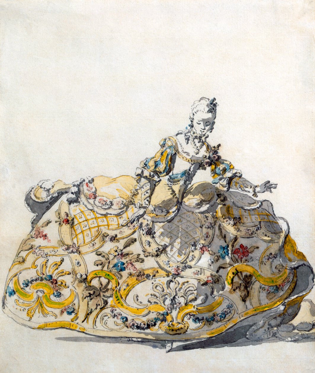 Design for en damekjole, 1780-tallet av French School