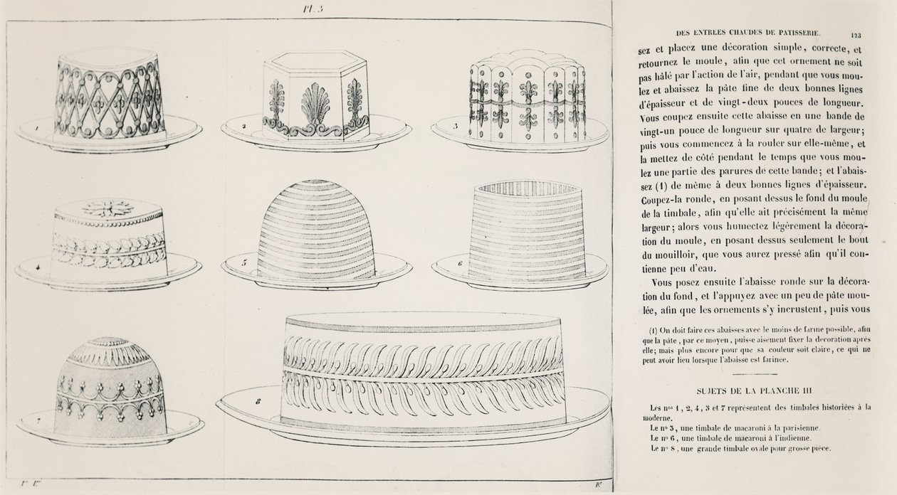 Design for makaroni pauker av Antonin Carême (gravering) av French School