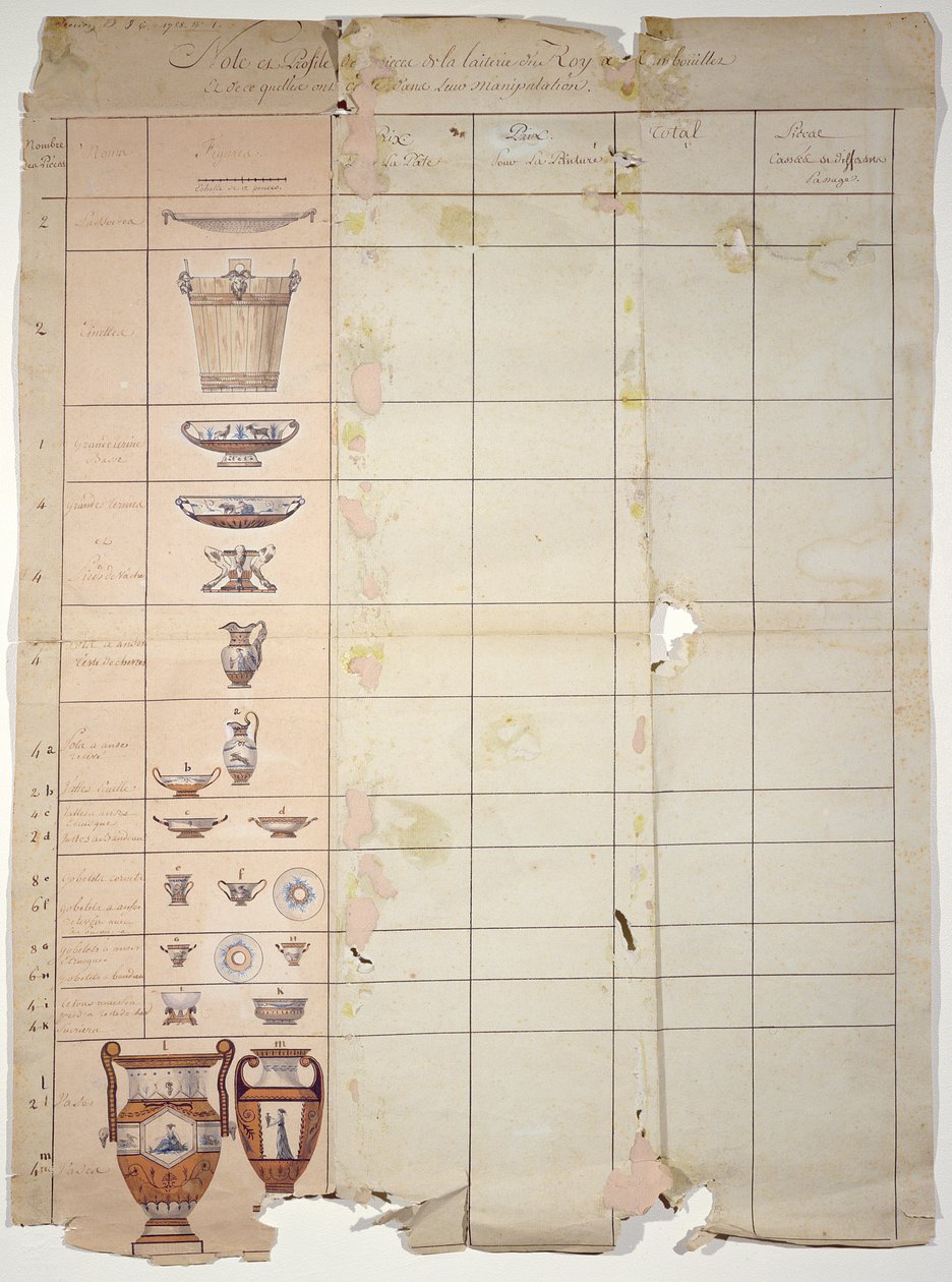 Design for Rambouillet Dairy Service, Sevres Workshop (wc på papir) av French School