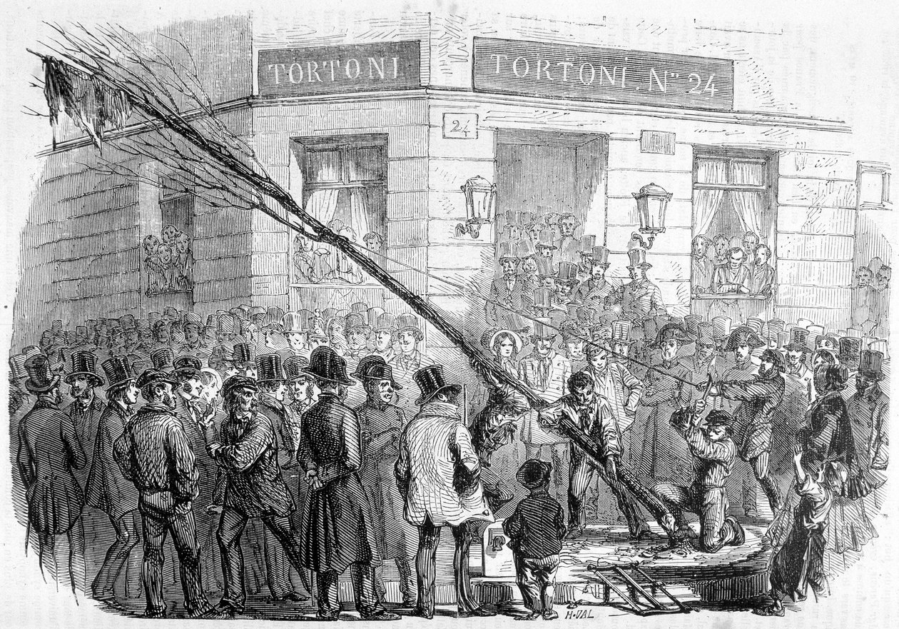 Ødeleggelse av Liberty Trees (feb.-mars 1850) - i "Contemporary History of France", Hachette, Paris av French School