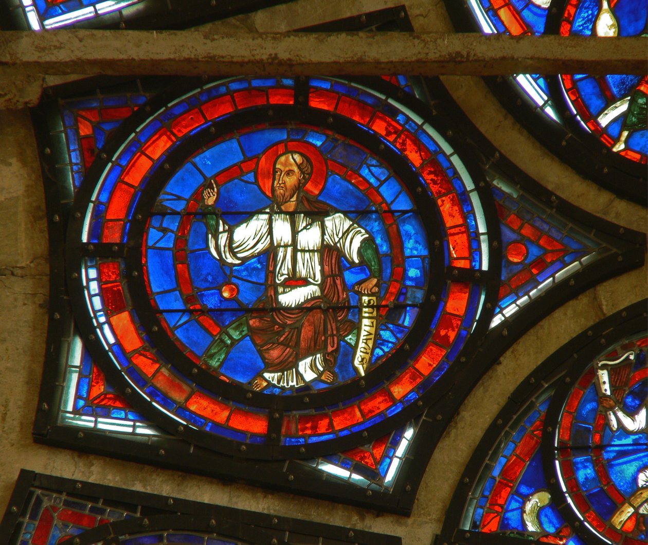 Detalj fra østrosevinduet: St. Paul av French School