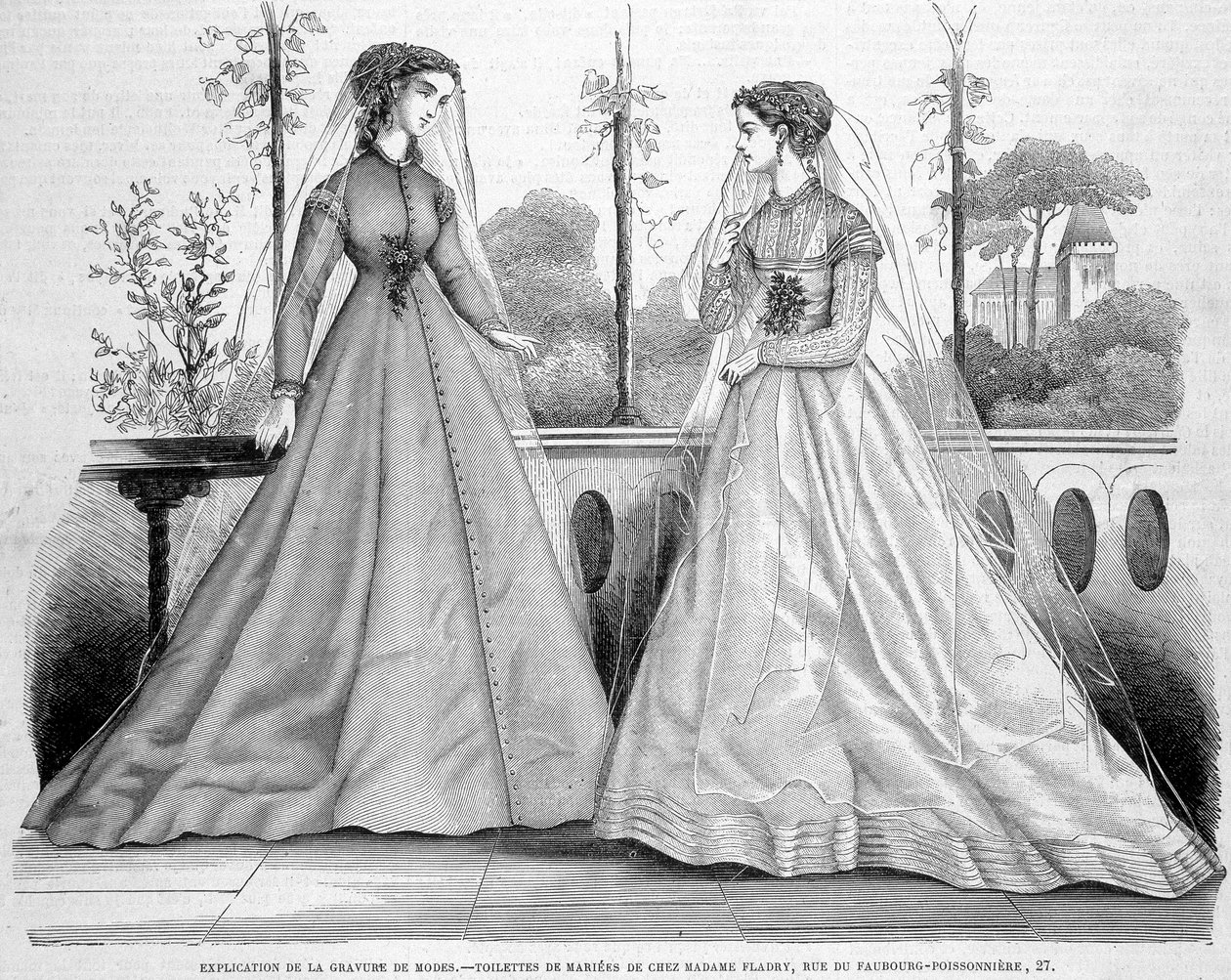 To brudetoaletter fra Madame Fladry - i ""La Mode illustrée""" av 29.09.1867. av French School