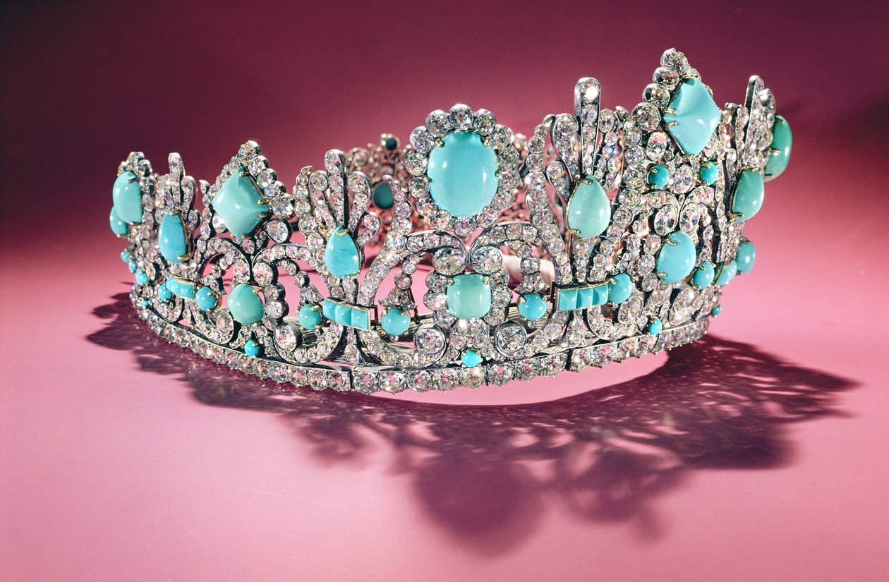 Diadem, gave fra Napoleon I (1769-1821) til Marie Louise (1791-1847) bestilt i 1810 (diamant og turkis) av French School