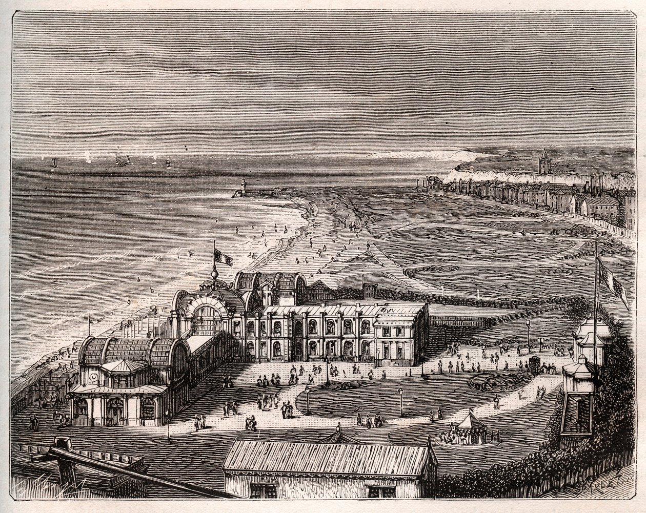 Dieppe - Normandie - gravering i "La France illustrée: geografi, historie, statistisk administrasjon" av V.A. Malt-Brown. 1884 av French School