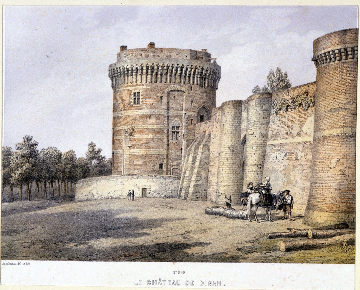 Dinan Castle - litografi, sent på 1800-tallet av French School
