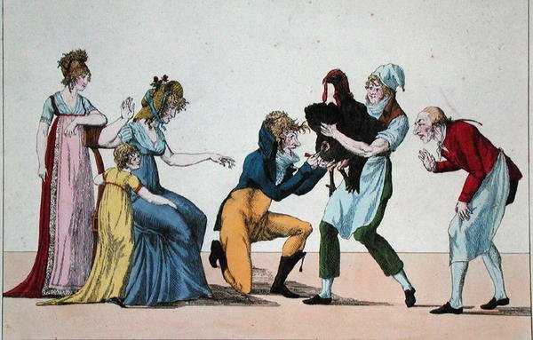 Dindonnade eller The Rival of the Vaccine, ca. 1800 (farget gravering) av French School