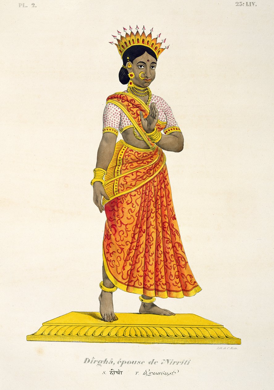 Dirgha-kone til Nirriti, gravert av C. de Motte (1785-1836) av French School