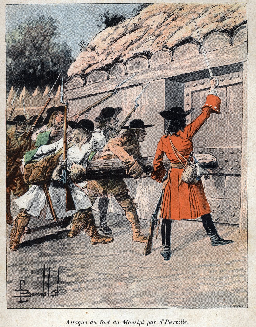 Discovered Canada: Attack of Fort Monsipi (Moose, then Saint Louis or Saint Louis) by Pierre Le Moyne d