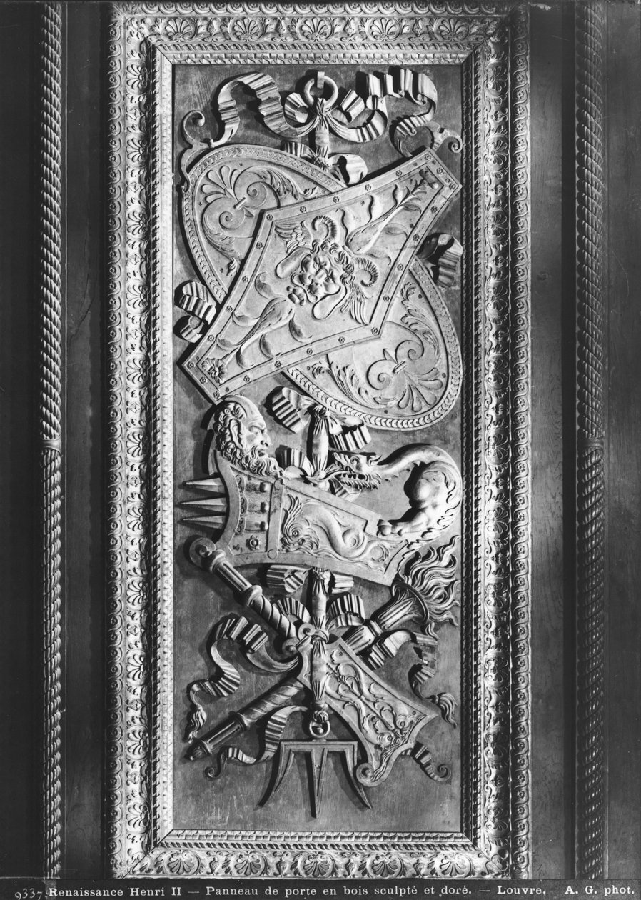 Dørpanel, Henri II-stil, ca. 1556 (forgylt tre) av French School