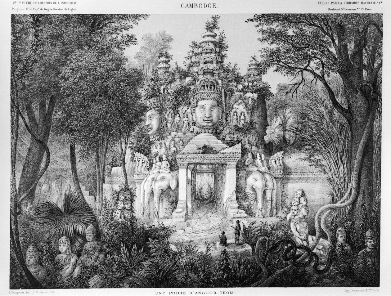Doorway of Angkor Thom, illustrasjon fra Atlas du voyage d
