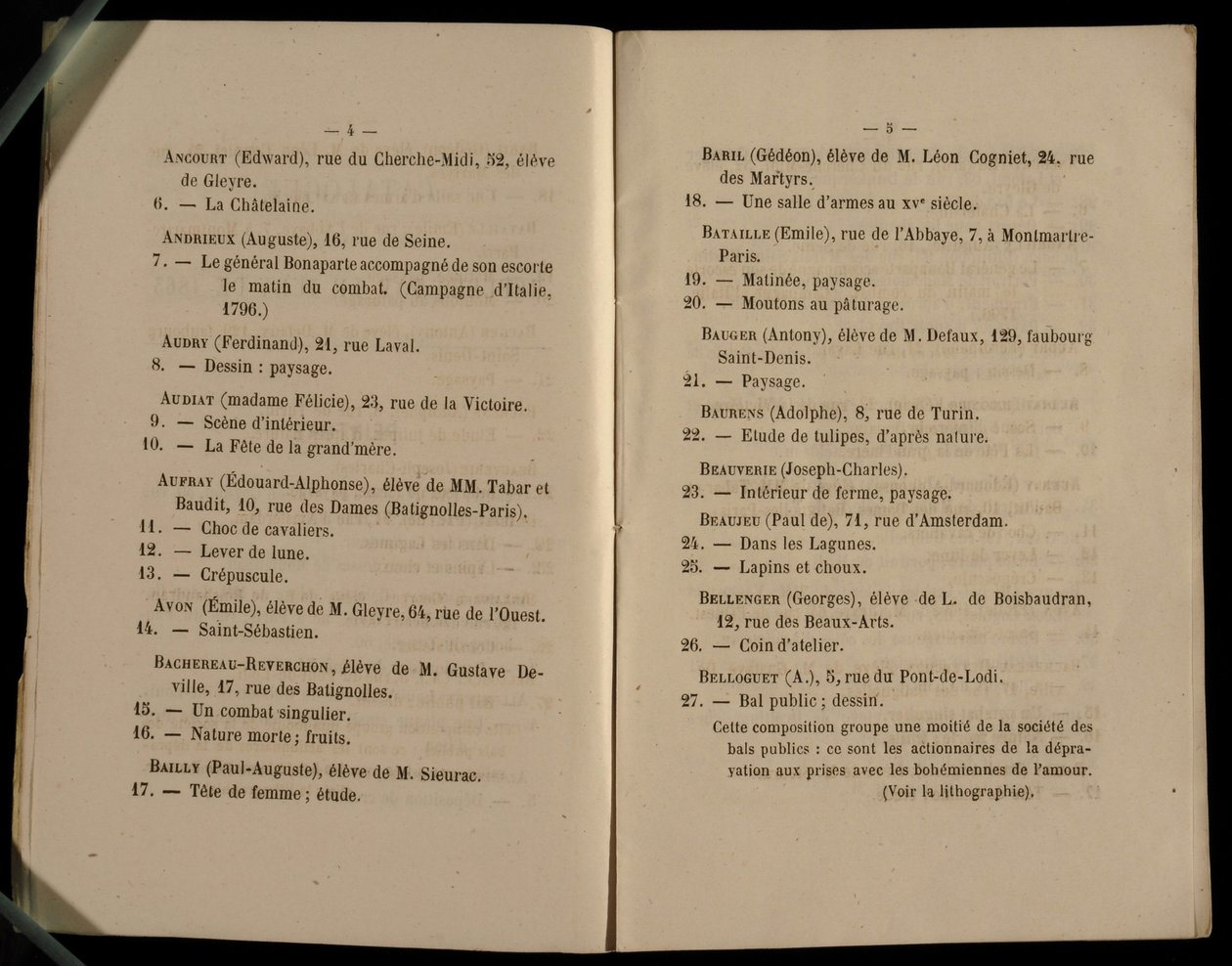 Dobbeltside fra Salon des Refuses, 1863 av French School