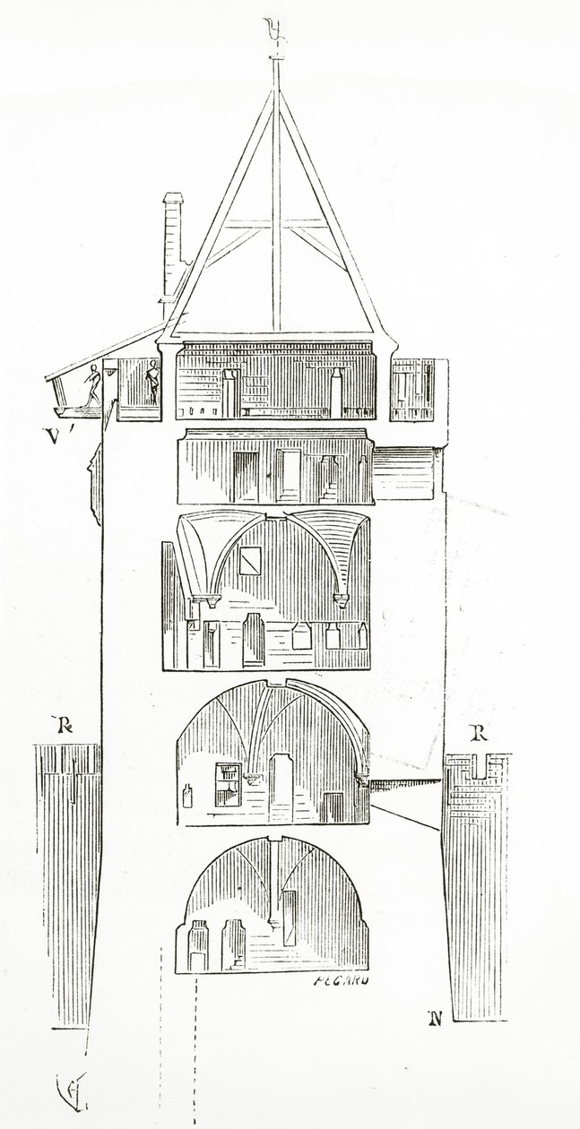 Tegning fra Dictionary of French Architecture fra det 11. til det 16. århundre, 1861 av French School