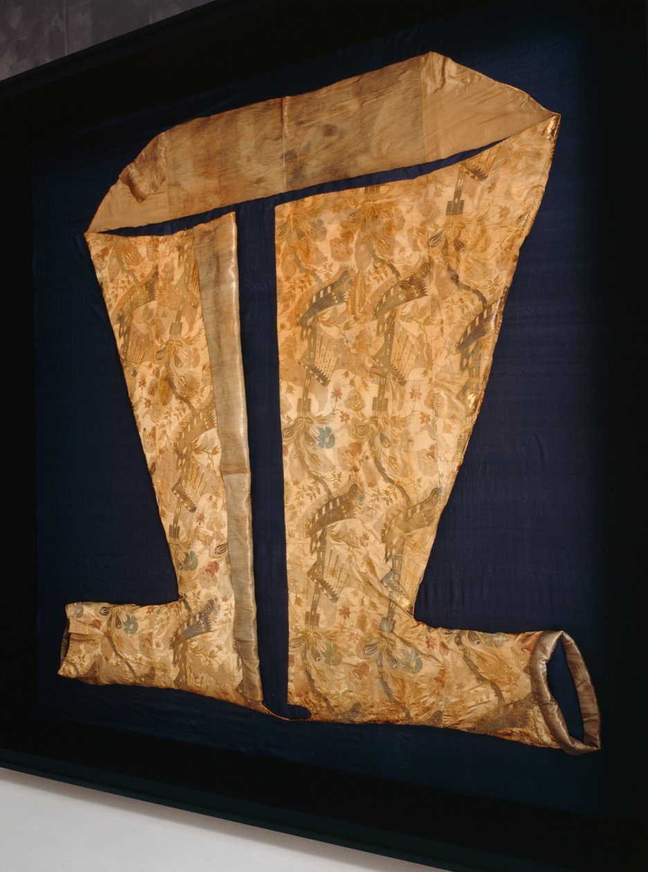Morgenkåpe til prinsesse Louise Dorothea Sophia av Brandenburg-Preussen, ca. 1704-05 (silke, damask og sølvbrokade) av French School