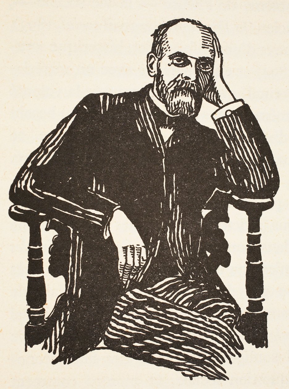 Durkheim, kopi av Boris Mestchersky (d.1957), illustrasjon fra Histoire de la Nation Francaise, Sciences, Volumes I & II, av Gabriel Hanotaux (1853-1944), 1924 av French School
