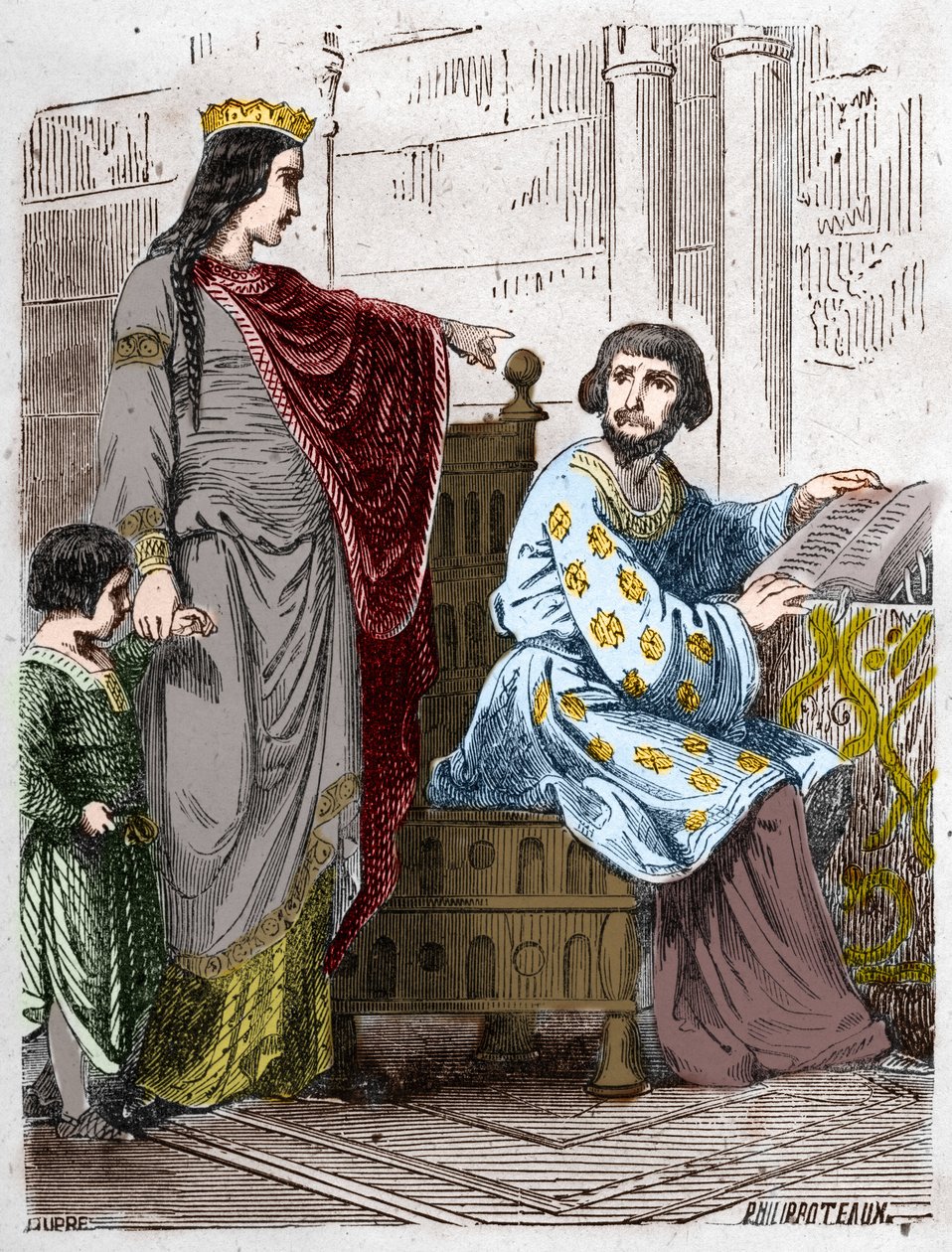 Kapetianernes dynasti: Constance of Arles (986-1032), dronning av Frankrike, med Robert II den fromme (972-1031). av French School