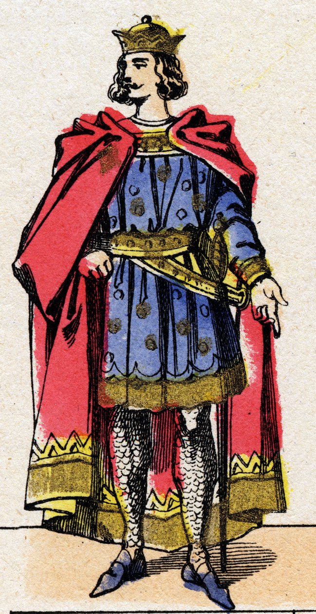 Dynasty of the Capetians: Portrait of Louis VII dit le Jeune (1120-1180), King of the Franks from 1137 to 1180. Epinal imaging from the end of the 19th century. Private collection. av French School