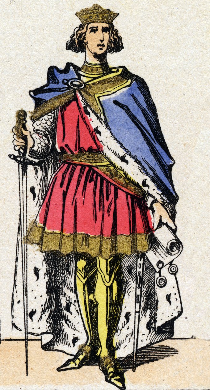 Capetians dynasty: Portrett av Filip III kalt Hardi (1245-1285), kongen av frankerne fra 1270 til 1285. Epinal avbildning fra slutten av 1800-tallet. Privat samling. av French School