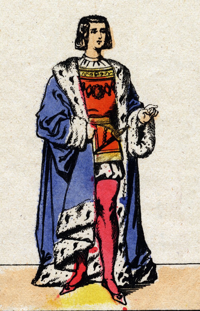 Dynasty of the Valois: Portrett av Ludvig XII (1462-1515) konge av Frankrike, fra 1498 til 1515. Epinal avbildning fra slutten av 1800-tallet. Privat samling. av French School