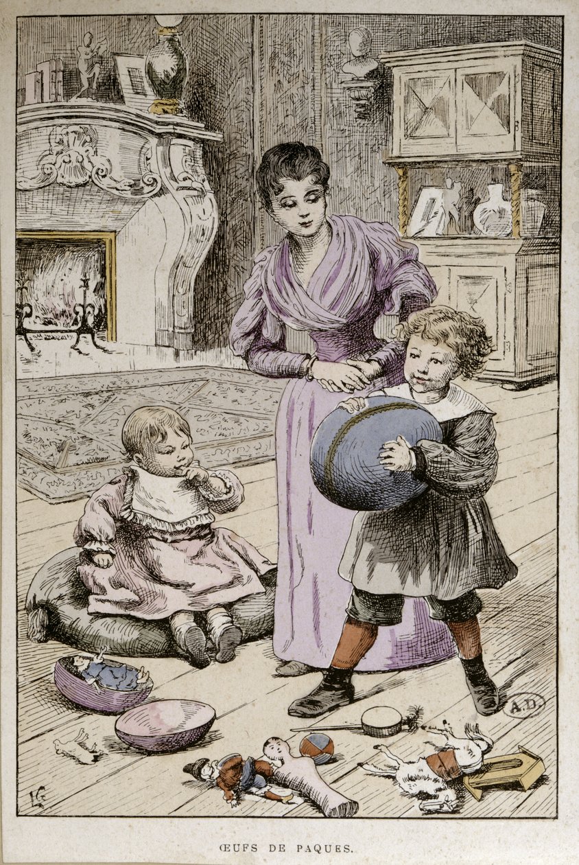 Påskeegg, ca. 1890 (fargegravering) av French School