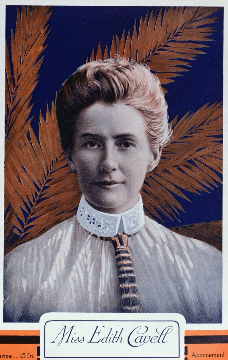 Edith Cavell (1865-1915) fra Le Petit Journal, 1915 av French School