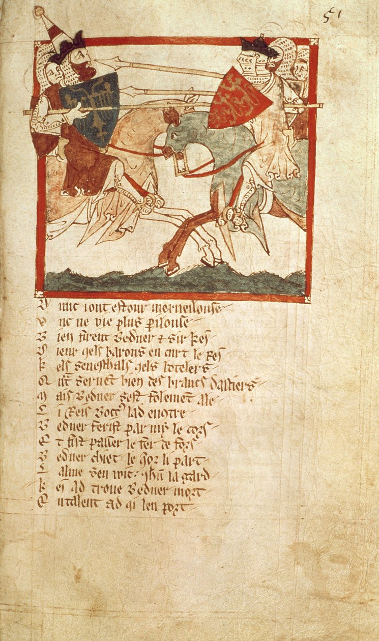 F.eks 3028 f.51 Arthur kjemper mot keiser Lucius, fra verskrøniken til 