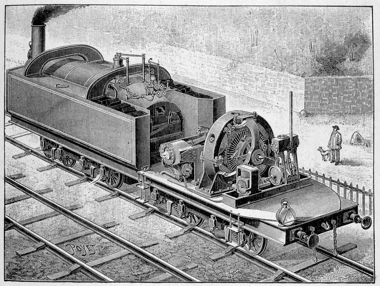 Elektrisk lokomotiv Heilmann - i "" Album of Science; berømte vitenskapsmenn; Store funn""" 1896. av French School